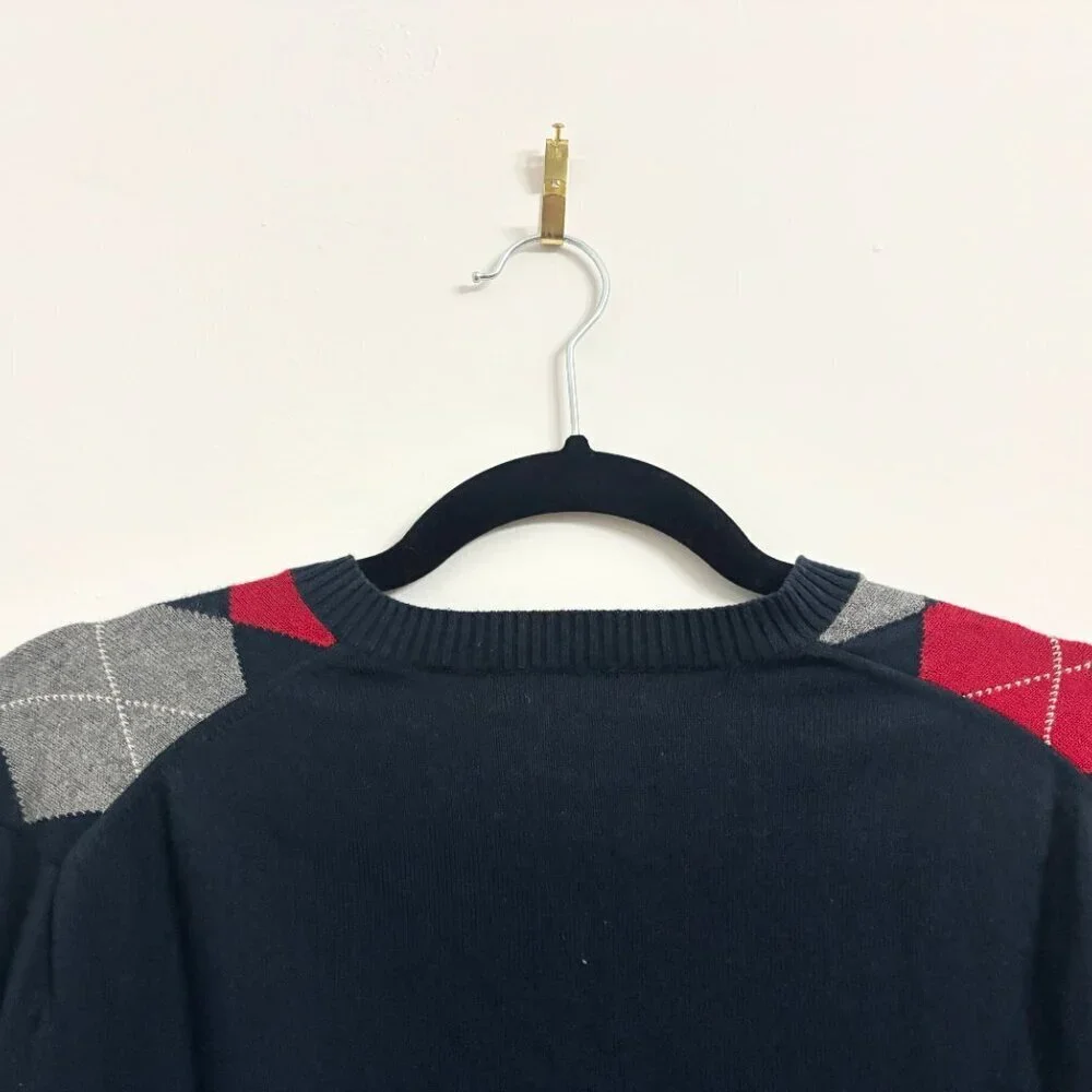 EUC Banana Republic Cashmere & Cottom V Neck Argyle Long Sleeve Sweater - Small